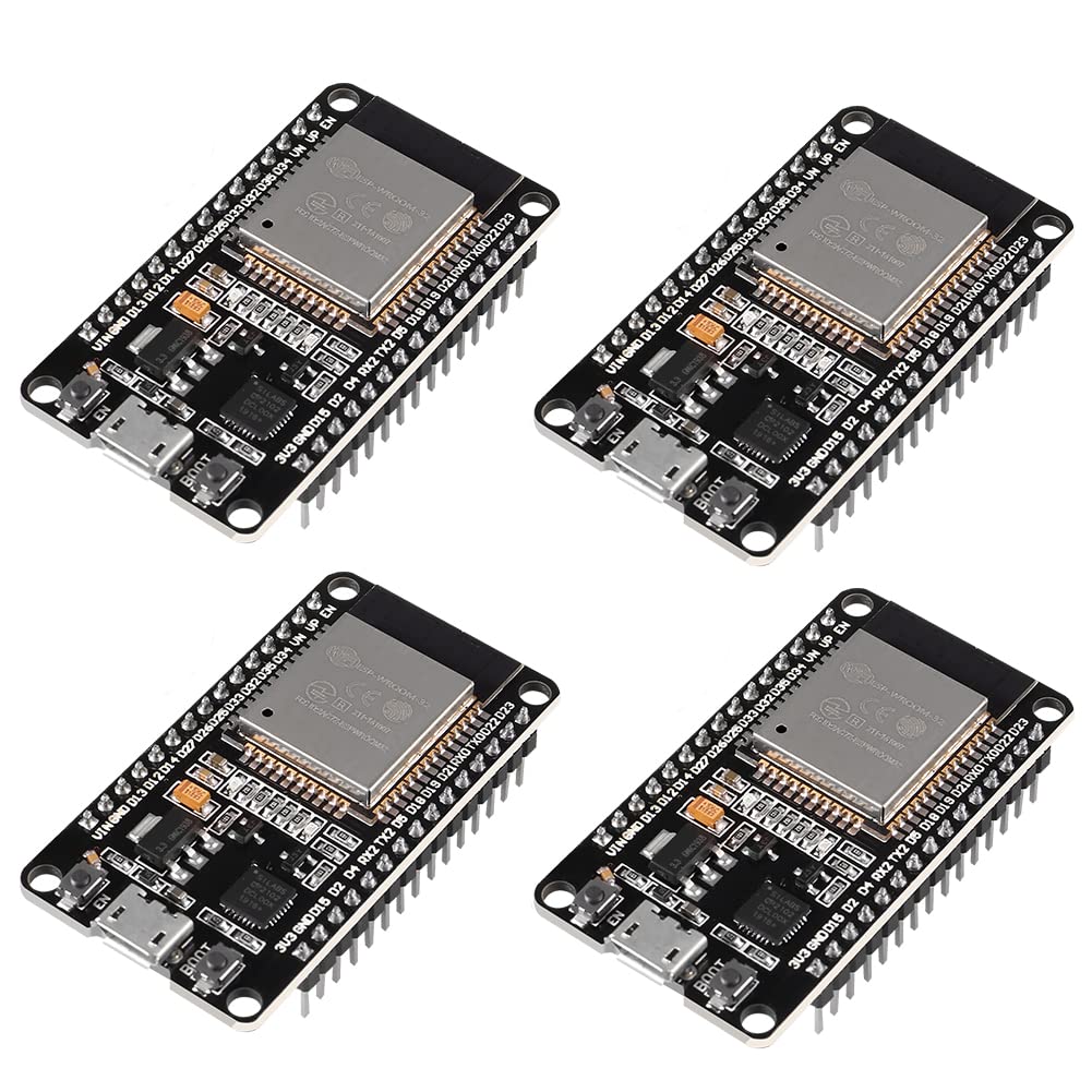 Dorhea 4PCS ESP32 Development Board ESP-32S Microcontroller Processor Integrated Chip CP-2102 WiFi NodeMCU-32S ESP-WROOM-32 Compatible with Arduino