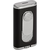 Xikar Verano Flat Flame Cigar Lighter, Attractive Gift Box, Elegant Metal Construction, Black