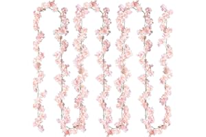 Sggvecsy Cherry Blossom Garland Artificial Cherry Flower Vines 2 Pack Hanging Silk Flowers Garland for Home Wedding Garden Party Arch Office Decor (Pink)