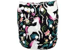 Sigzagor Baby Pocket Diaper Nappy Reusable Washable 8lbs to 36lbs (Floral Horse)