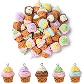 KitBeads 30Pcs 5 Colors Resin Ice Cream Cone Charms Summer Dessert Food Charms for Jewelry Making Necklaces Bracelets Earrings Crafts Bulk