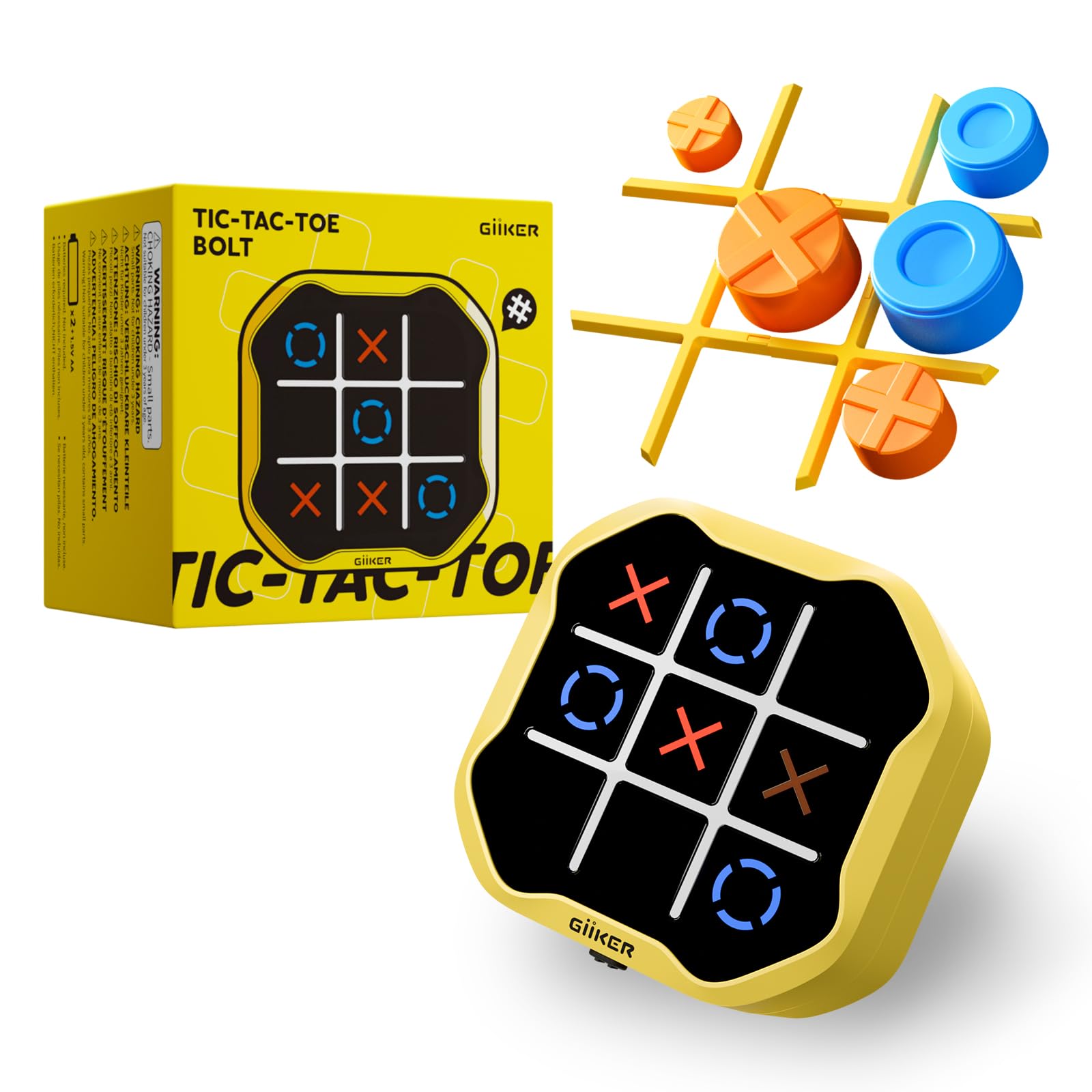 GiiKER Tic Tac Toe Bolt Game, Original 3-in-1 Handheld Puzzle Game Console, Portable Travel Games for Car Ride, Board Games for Kids and Adults, Birthday Gifts for Ages 3+ — image 1