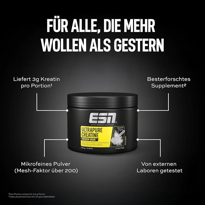 Ultrapure Creatine Monohydrate - geschmacksneutral und vegan - 250 g