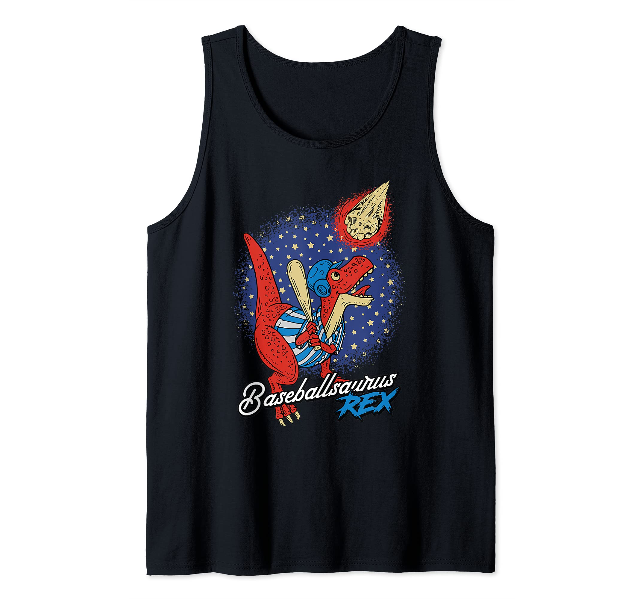 Baseballsaurus T-Rex Dinosaur Playing Baseball Dino Sports Tank Top