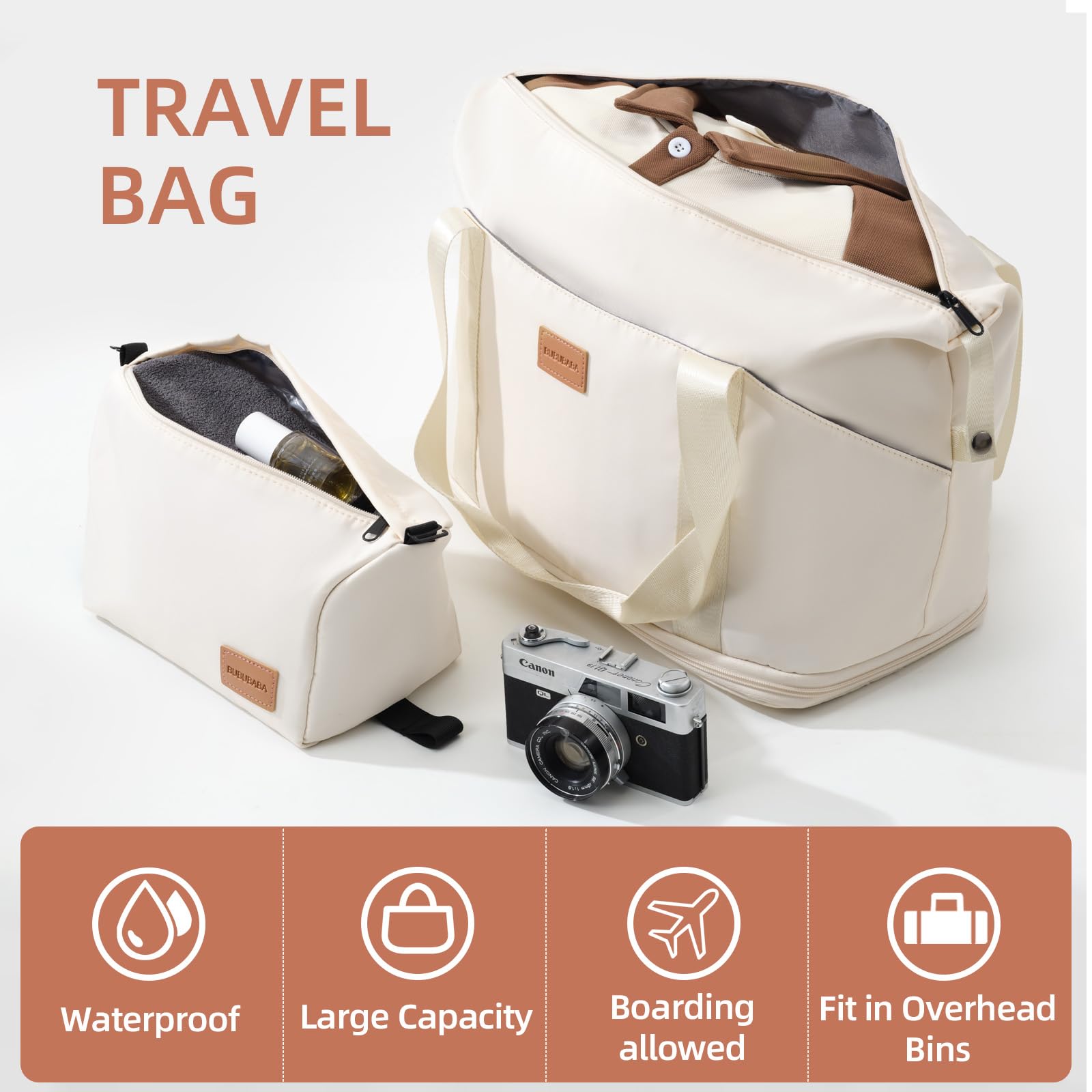 BUBUBABA Luggage 20 Inch Set 3 Piece Luggage Set carry on luggage with wheels for Travel (White, 3 piece set-20-Inch)