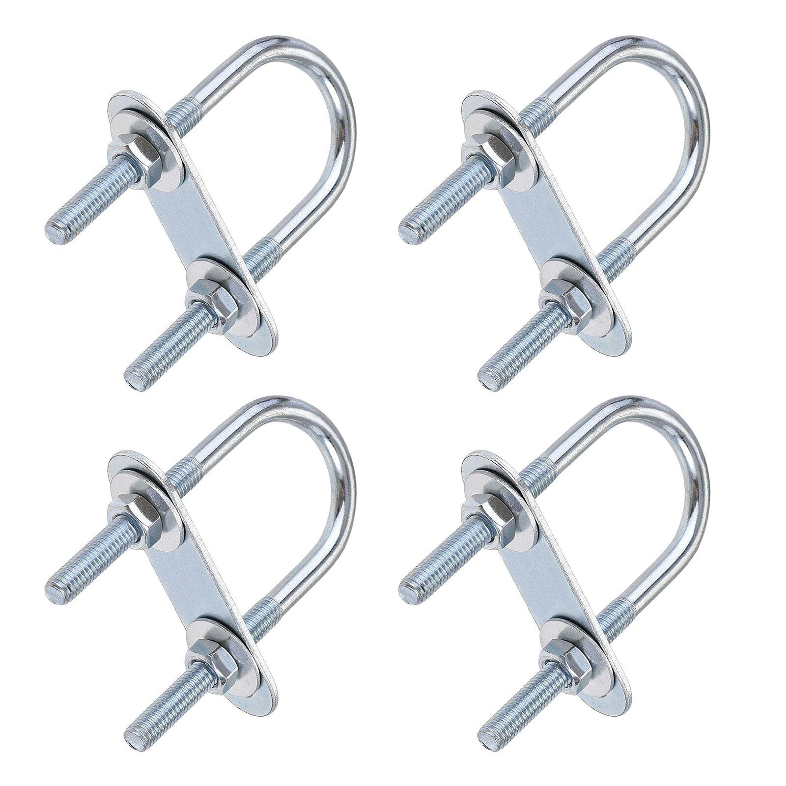 TOP-VIGOR 4 sets M6 Round U-Bolts, 34mm Inner Width 75mm Length Steel U-Bolts with Nut, Plate, Washer for Building Installations Mechanical Parts Connection Cehicles Ships — image 1