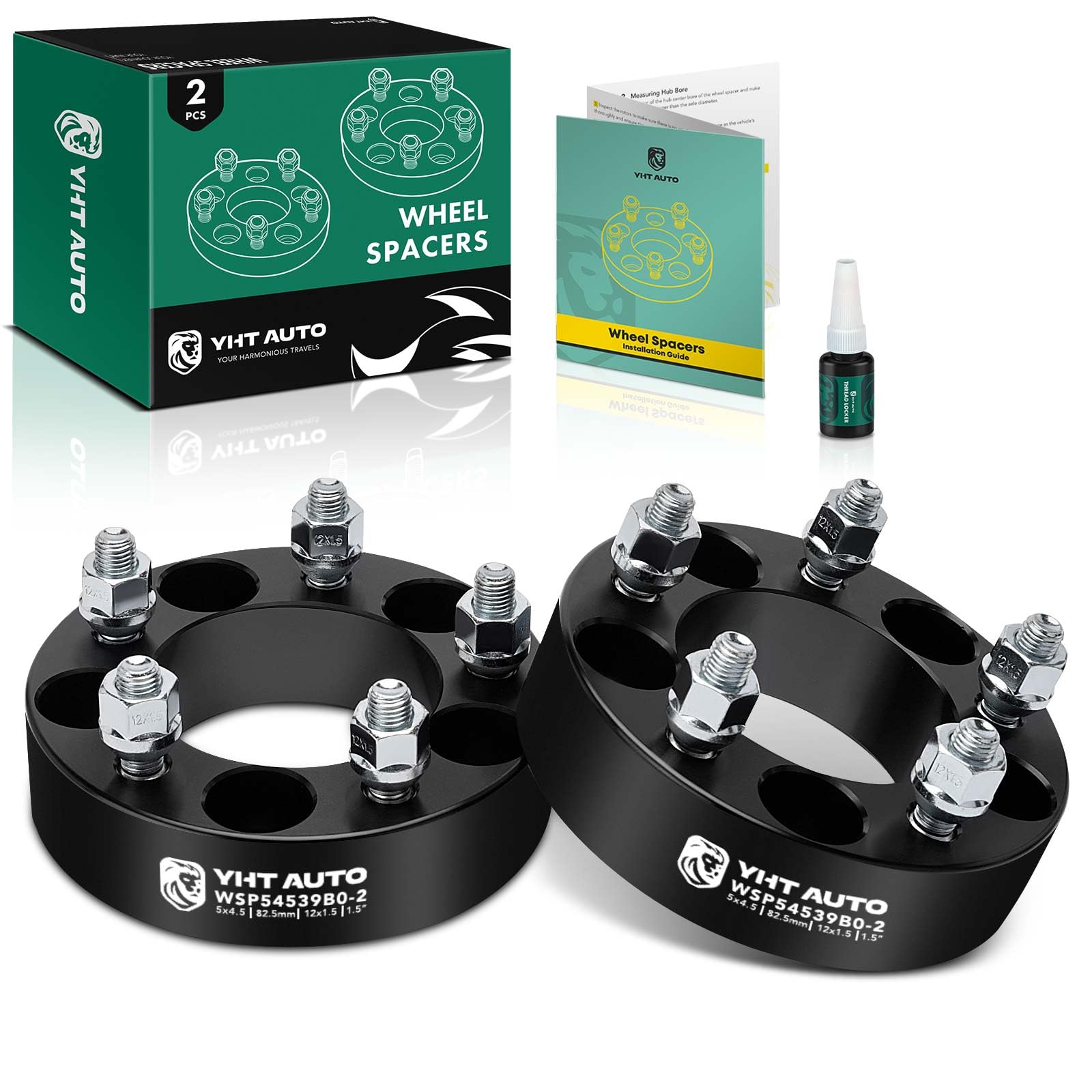 Photo 1 of YHTAUTO 5x4.5 Wheel Spacers 1.5 Inch Fits Jeep MK, Toyota, Ford,Honda, Dodge, KIA, Hyundai, Chrysler & Mazda, Compass, Patriot, 5x114.3mm Tire Spacers w/ 12x1.5 Studs 82.5 mm Center Bore 5 Lug 2PCS