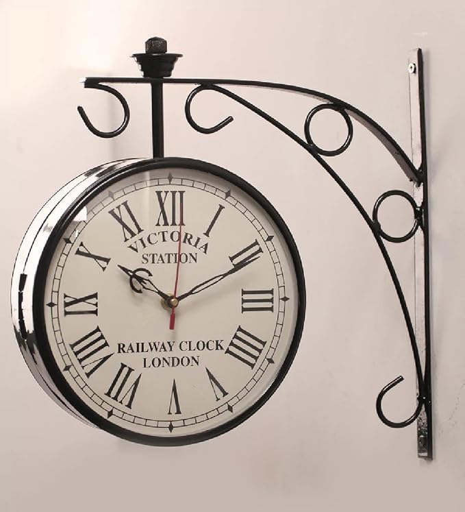 Buy ACCENTS & DECOR Metal Doublesided Wall Clock (Black_12 Inch X 3