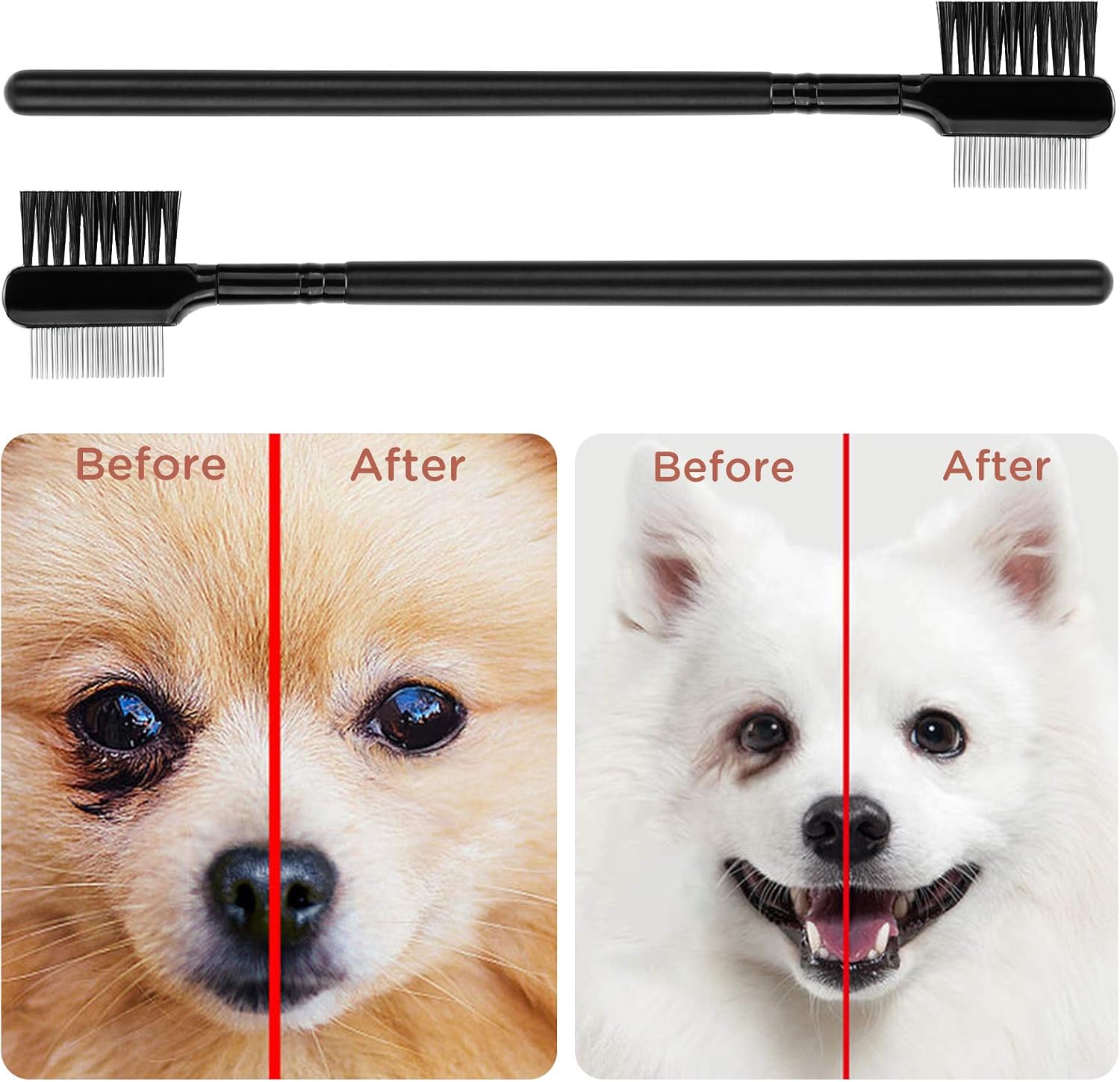 LUTER 4 Pcs Tear Stain Remover Comb Dog Flea Comb Double-Sided Multifunctional Dog Eye Comb Brush Pets Grooming Comb for Dogs Cats Removing Crust and Mucus - Image 5