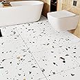 WESTICK Colorful Terrazzo Peel and Stick Floor Tile Bathroom Waterproof Floor Tiles Peel and Stick Removable Marble White Vinyl Flooring for Kitchen Bedroom Living Room Camper 20 PCS 12" x 12"