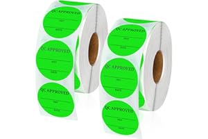 Gueevin 2 Roll/2000 Pcs 2 Inch Quality Control Inventory Labels Writeable QC Inventory Approval Stickers Fluorescent Green Permanent Adhesive Inventory Stickers for Shipping Warehouse Organization