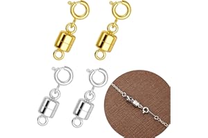 DAYOFUN 4Pcs Magnetic Necklace Clasps and Closures 18K Gold and Silver Plated Bracelet Converters, Jewelry Clasps for Jewelry Making Necklace Bracelet Clasp for Women Connector for Necklaces Chain Extender
