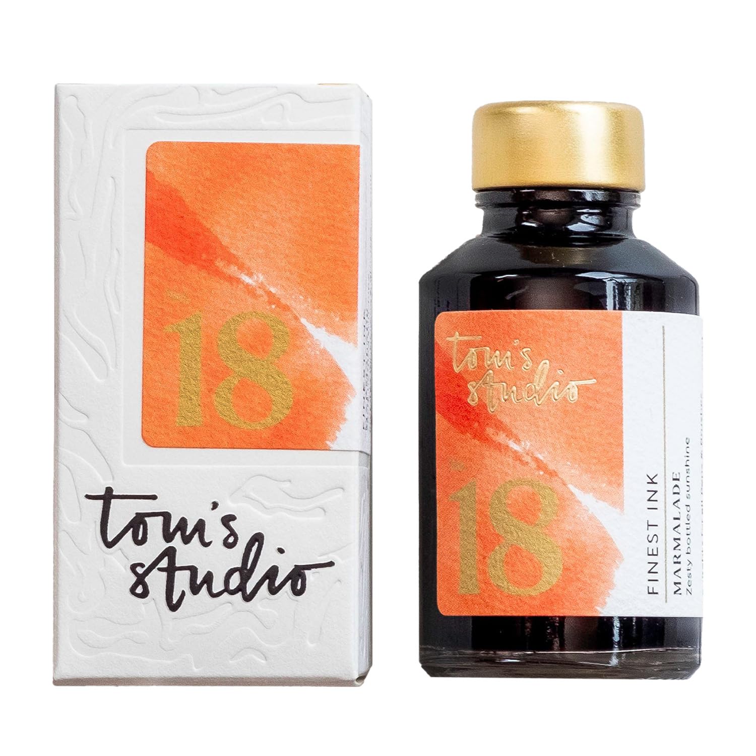 Tom's Studio British Made Fountain Pen Ink (50ml, Marmalade Orange Ink) | Glass Ink Bottle for Fountain Pen | Designed for Writing, Drawing and Doodling | Acid Free, Non Toxic and Vegan