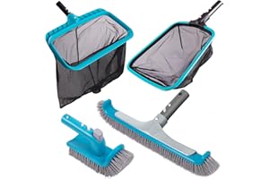 Sepetrel Deluxe Swimming Pool Cleaning Kit Including 2 Brush Heads, 2 Pool Skimmer Nets(NO Pole)