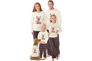 Awoscut Christmas Pajamas for Family Christmas Pjs Matching Sets for Couples Adults Kids Holiday Sleepwear Xmas Jammies