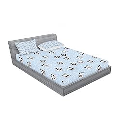Ambesonne Cartoon 2 Pack Fitted Sheet & Pillow Sham