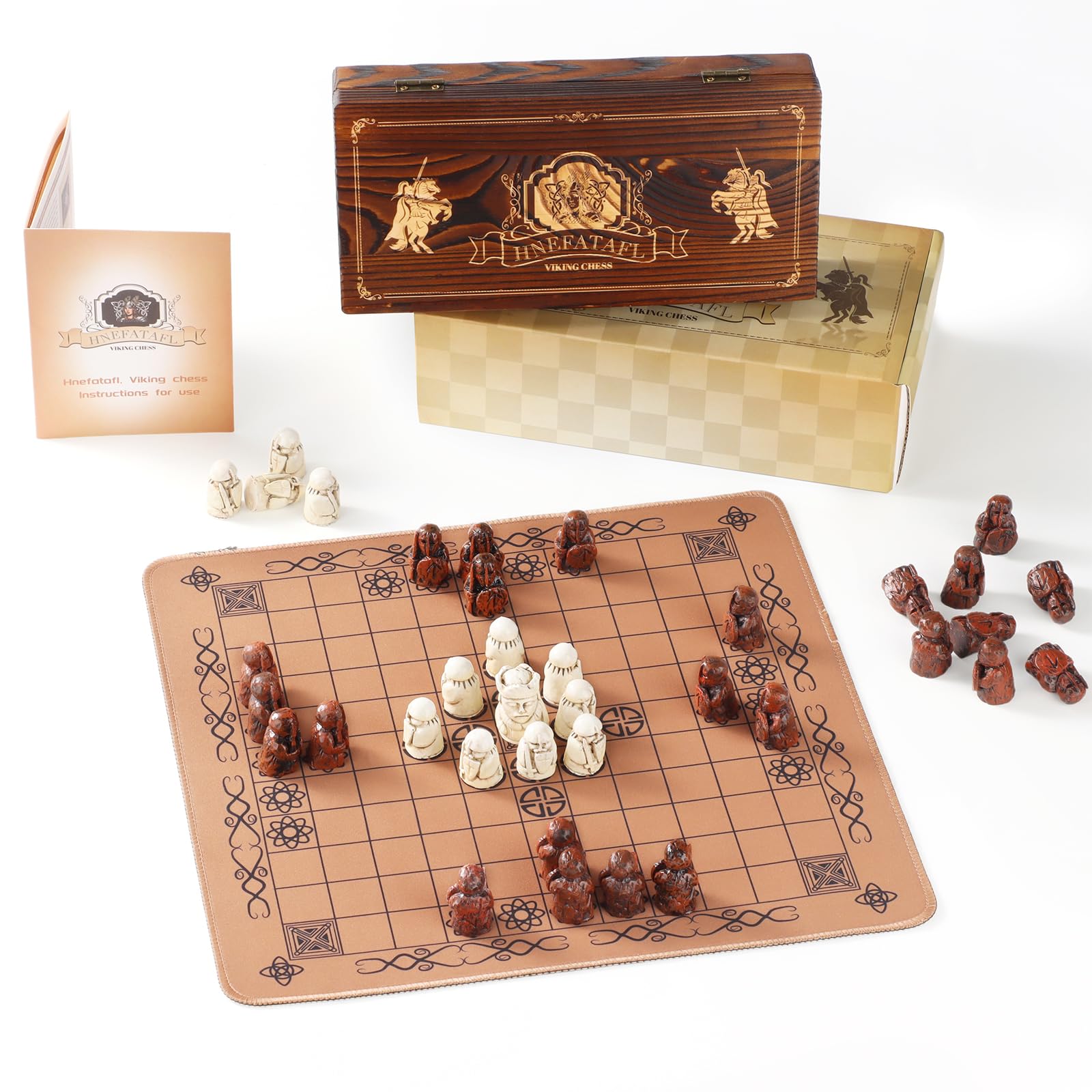 Photo 1 of Hnefatafl Viking Chess Set Board Game Traditional Two-Player Strategy Board Game Intelligence Tabletop Tridimensional Chess Set Game Outdoor Adult/Child Travel Board Set (Hnefatafl Viking Chess)