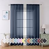 Aiyufeng Sheer Navy Blue Curtains 84 inch Length 2