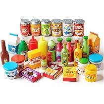 yoliyogo Jouet de jeu de simulation de caisse enregistreuse avec caissier fonctionnel, jouet de supermarché avec simulation de nourriture, fruits, etc. Épicerie pour enfants, 668-118