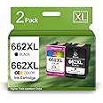 662XL Combo Pack Ink Cartridge Replacement for HP 662XL 662 Black and Color Ink for Deskjet Ink Advantage 2545 2546 2645 2646 3516 3515 Printer (1×Black, 1×Tri-Color)