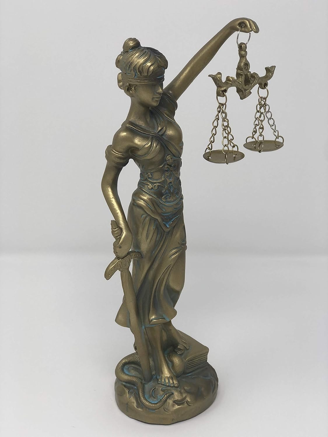 YOUNI - Lady Justice Statue - Greek Roman Goddess of Justice - Blindfold, Beam Balance, and Sword (Bronze)