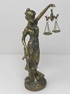 YOUNI - Lady Justice Statue - Greek Roman Goddess of Justice - Blindfold, Beam Balance, and Sword (Bronze)