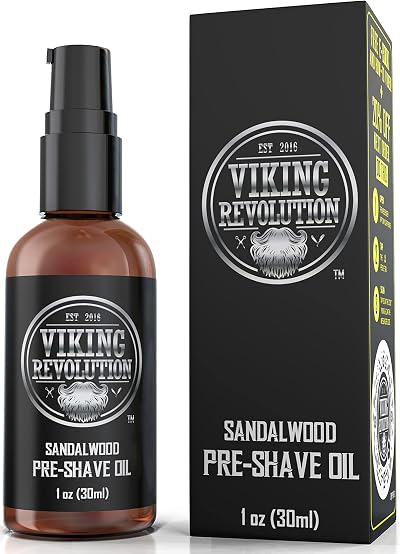 Viking Revolution Sandalwood Pre Shave Oil for Men - Smooth Irritation Free