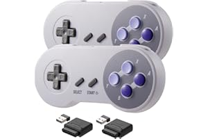 KIWITATA 2 Pack Wireless Controller for SNES Original Console, 2.4ghz Rechargeable Wireless SNES Remote PC Game Pad Controller for Super SNES Entertainment System &Windows XP& Raspberry Pi