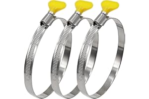 Dianrui 3 PCS Dryer Hose Clamp 4 Inch Hose Clamp Stainless Steel Thumb Screw Hose Clamps for Dryer Vent Clamp, Dust Collection Hose, Automotive Fuel Line and Plumbing (91-114mm)