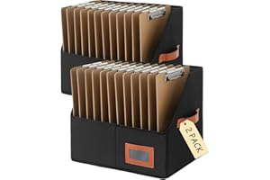 Qozary Clipboard Holder for Classroom-2 Pack Foldable Clip Board Storage Organizer Basket with Handle for Easy Carrying, Classroom Office Desk Organizer Bin, Clipboards Not Included