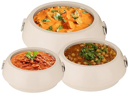 Jaypee Plus Eena Meena Deeka Plastic Casserole Set, 750ml, Set of 3, White