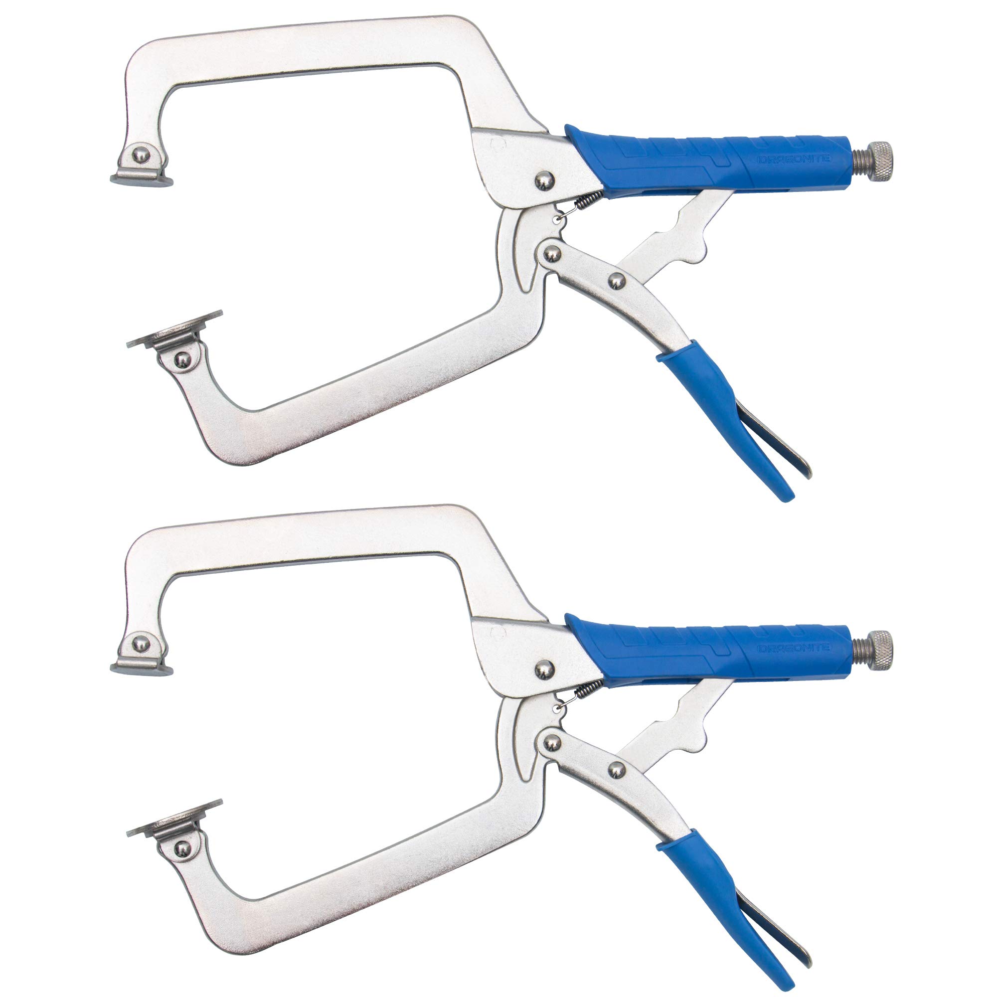 Photo 1 of DRAGONITE Heavy Duty C Clamp, Vise Grip Locking Pliers With Swivel Pads, 15 Inch Face Clamp for Woodworking, Welding and Pocket Hole Joinery, 2 Piece