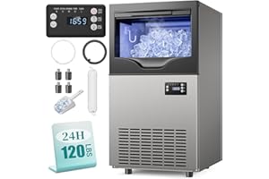 LIONCHO 120LBS/24H Commercial Ice Maker Machine, Under Counter Ice Maker, Ice Ready in 8-15 min, for Home Bars and Restaurants