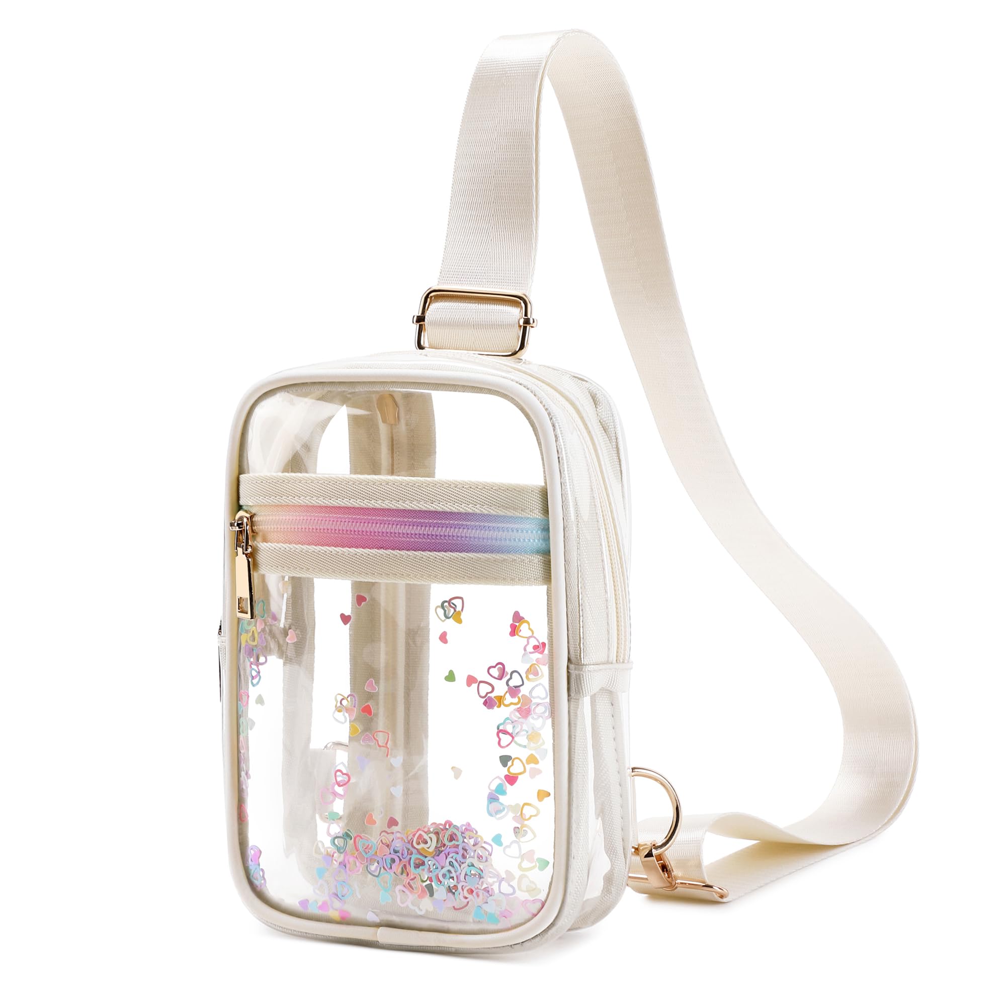 Clear Crossbody Bags for Women Girls Cling Pack Bag Shoulder Purse Transparent Chest Backpack Packs for Beach,Concerts