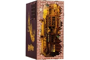 Revell Book Nook Kit Harry Potter - Diagon Alley Miniature DIY Kit 9" Booknook 3D Wooden Puzzle with LED Light Bookshelf Déco