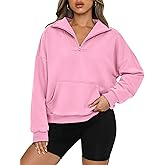 PRETTYGARDEN Womens Quarter Zip Long Sleeve Cropped Sweatshirt 2025 Fall Winter Casual V Neck Pullover Tops With Pockets