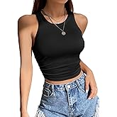 LOLONG Womens Crop Sleeveless Racerback Tank Tops Rib-Knit Casual Basic Shirts
