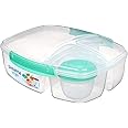Sistema to Go Triple Split Lunch Box with Yoghurt Pot, 2L - Assorted Colour