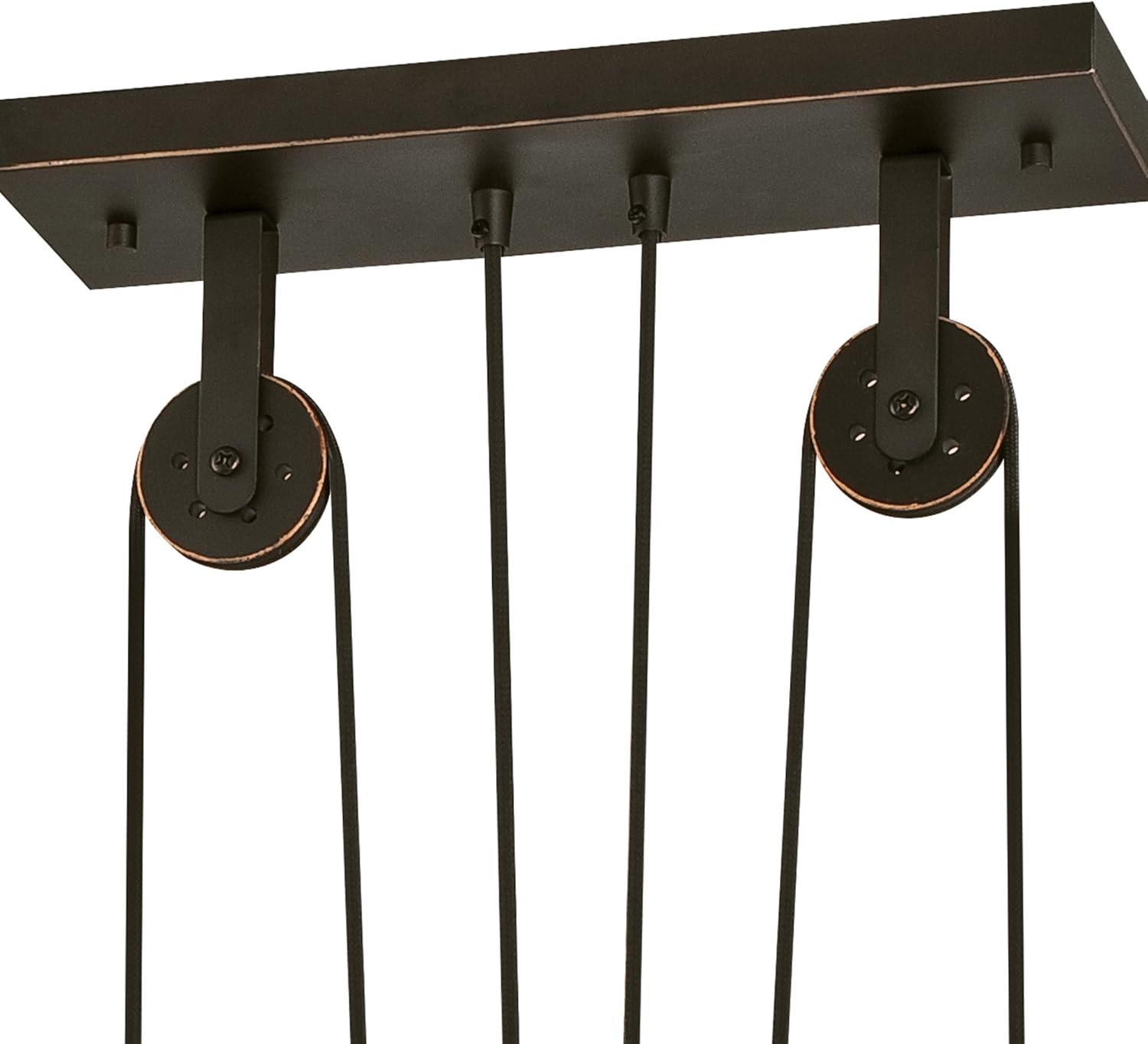 Westinghouse Lighting 6332500 Iron Hill Three-Light Indoor Island Pulley Pendant, Finish with Highlights and Metallic Interior, 3, Oil Rubbed Bronze/Bronze - - 