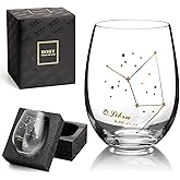 HOHY Libra Wine Glass - Stemless, 20oz Zodiac Sign Constellation Glass, Horoscope Gift for Women & Men