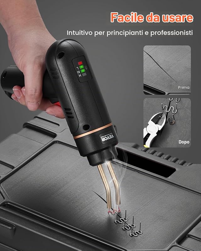 Saldatrice per Plastica Senza Fili 120 W con 400 Pezzi di 4 Tipi di Punti Metallici Caldi, Kit per Saldatura a Punti Metallici Caldi Ricaricabile, Kit Riparazione Paraurti per Kayak, Giocattoli