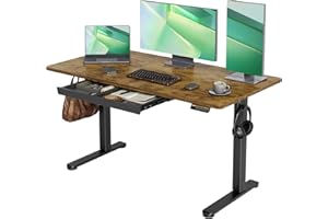 Claiks Standing Desk with Drawers, Stand Up Electric Standing Desk Adjustable Height, Sit Stand Desk Computer Workstation, 55 Inch, Rustic Brown