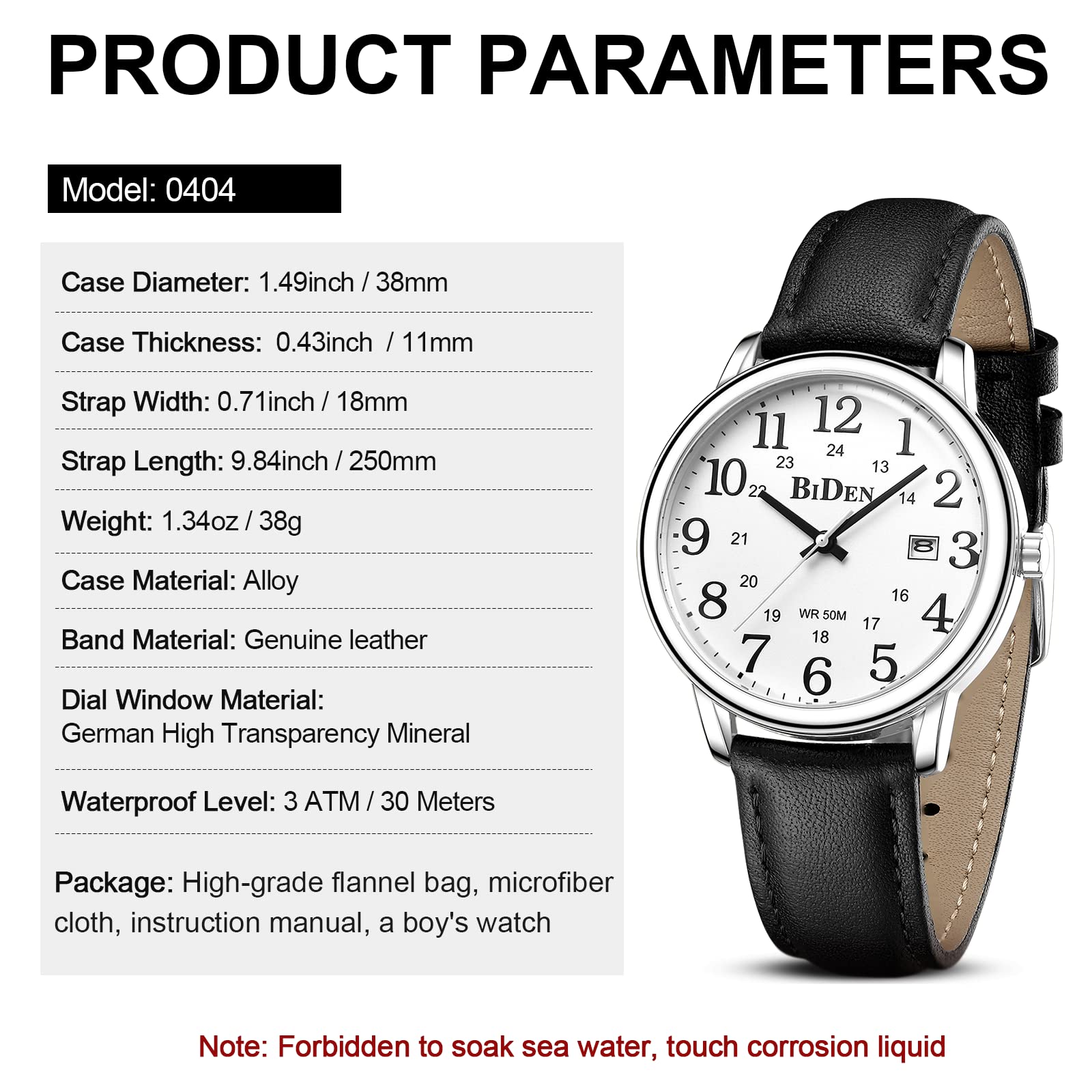 HANPOSH Watches Men's Watch Analogue Quartz Watches for Men Waterproof Wristwatches Men's Fashion Business Watch with Date Leather Strap