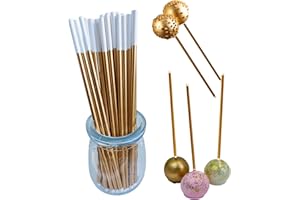 6 Inches Solid Dark Gold Color Lollipop Cake Pop Paper Sticks, 100 Count, 4mm Thick