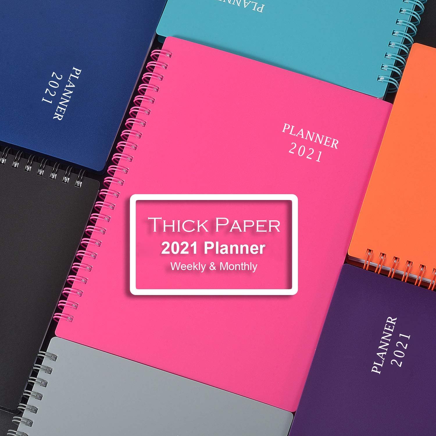 2021 Planner - Weekly & Monthly Planner with Flexible Cover, Jan.- Dec, Strong Twin - Wire Binding, Round Corner,Improving Your Time Management Skill: Office Products