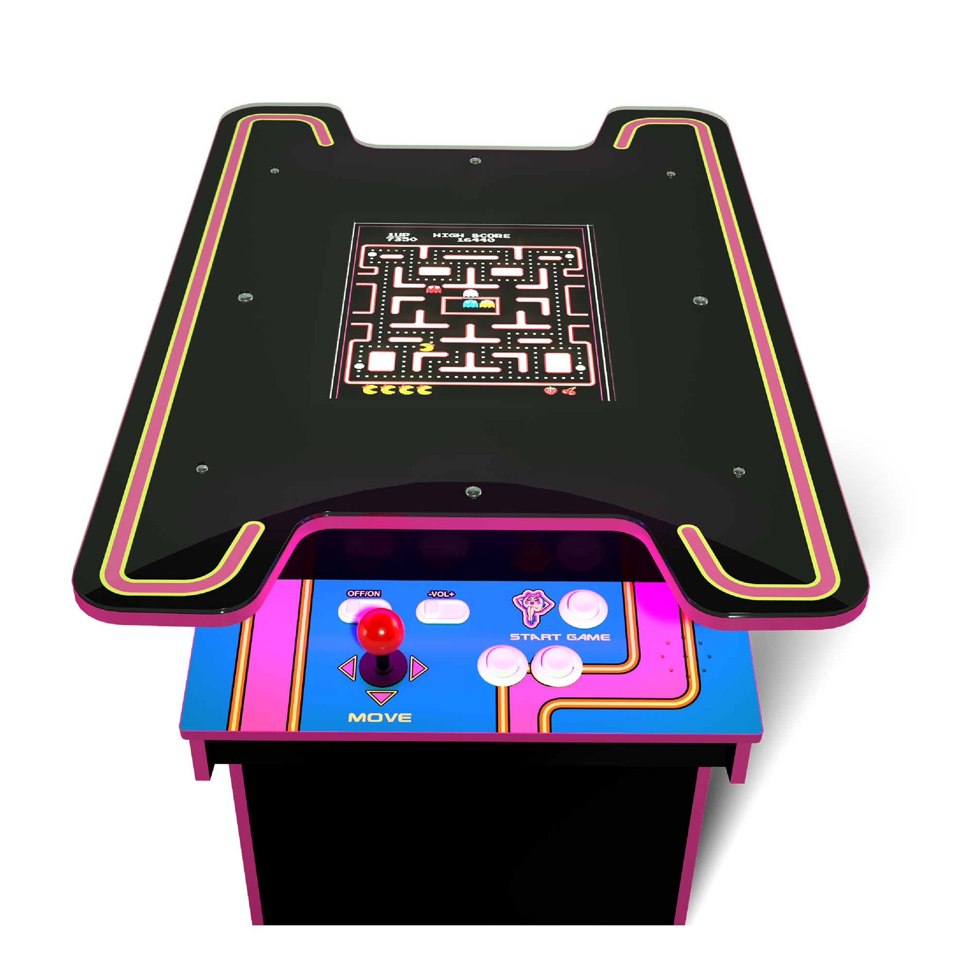 Arcade1Up Ms. PAC-Man Arcade Game Table, Full Home Machine, Black Series Edition - with 12 Games, Multiplayer Control Panel, & 17