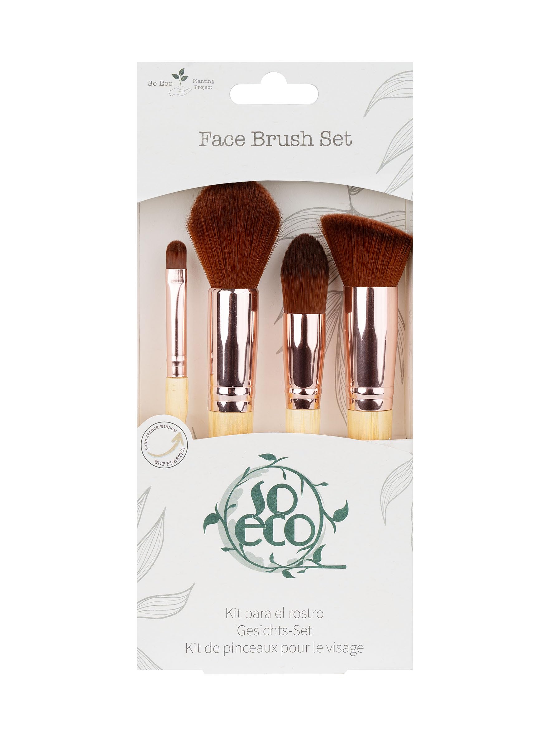 So Eco Face Brush Set - Vegan & Cruelty-Free 4-Piece Face Makeup Brush Kit, Soft Synthetic Bristles, Bamboo Handles