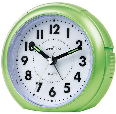 Atrium Wecker analog grün ohne Ticken, mit Licht und Snooze A240-3