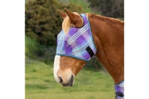 KENSINGTON PROTECTIVE PRODUCTS Kensington Fly Mask Web Trim — Protects Horses Face and Eyes from Bites and Sun Rays While Allowing Full Visibility — Ears and Forelock Able to Come Through The Mask, XXL-Draft, Lavender Mint