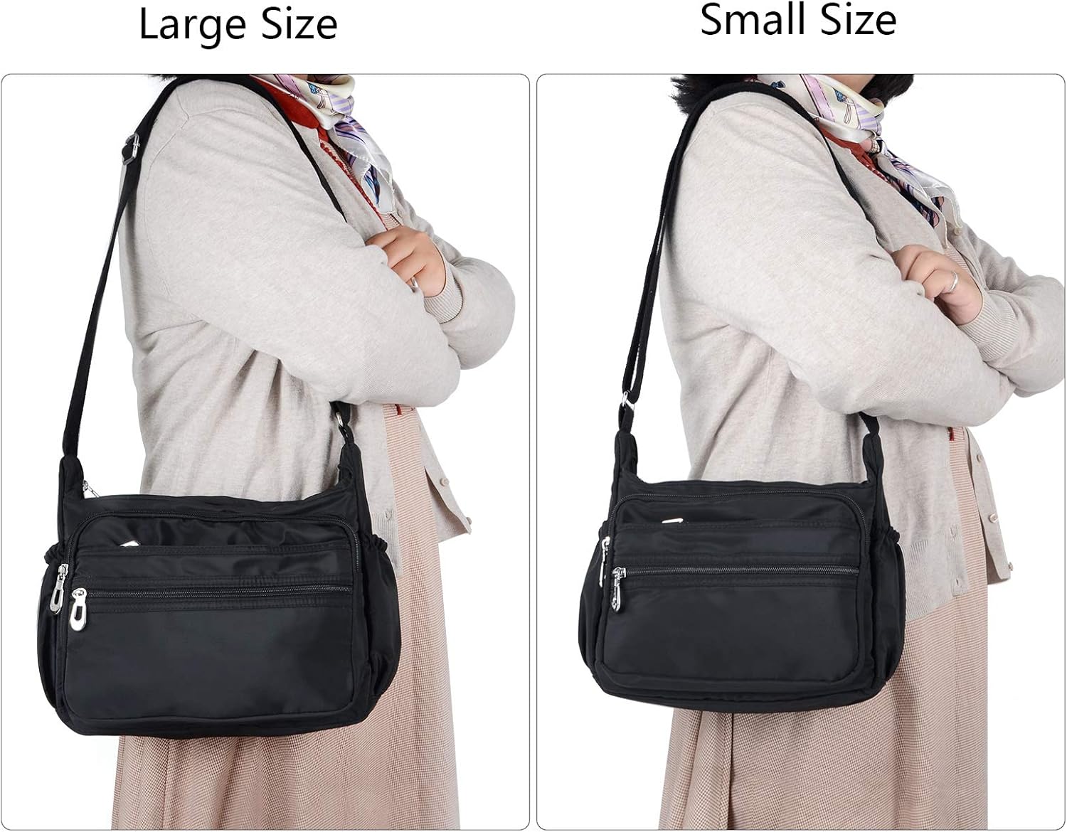 NOTAG Crossbody Bags for Women Lightweight Multi Pockets Crossbody Handbag Casual Waterproof Shoulder Bag, 2 Size (S, Black) - Image 5